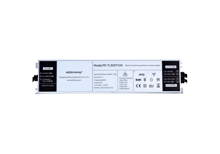 Alimentation LED dimmable TRIAC/0-10V-200-250V-Sortie 24V-12,5A-300W - PE-TL300TV24 - Barcelona LED 2