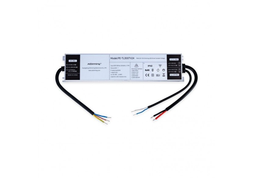 Alimentation LED dimmable TRIAC/0-10V-200-250V-Sortie 24V-12,5A-300W - PE-TL300TV24 - Barcelona LED