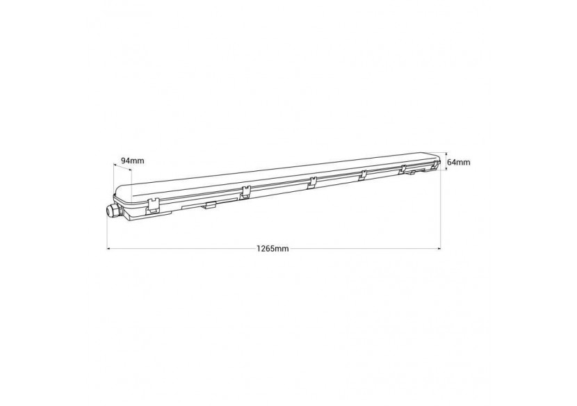 Kit Boîtier étanche double 120cm + 2 tubes LED T8 18W-4000K - K8480-120-4K - Barcelona LED