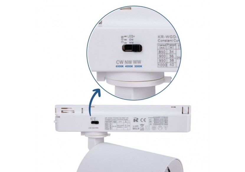 Projecteur LED sur railmonophasé CCT-40W-IRC 90-Blanc - BPM-40W-CCT-B - Barcelona LED Projecteur LED sur railmonophasé CCT-40W-IRC 90-Blanc - BPM-40W-CCT-B - Barcelona LED