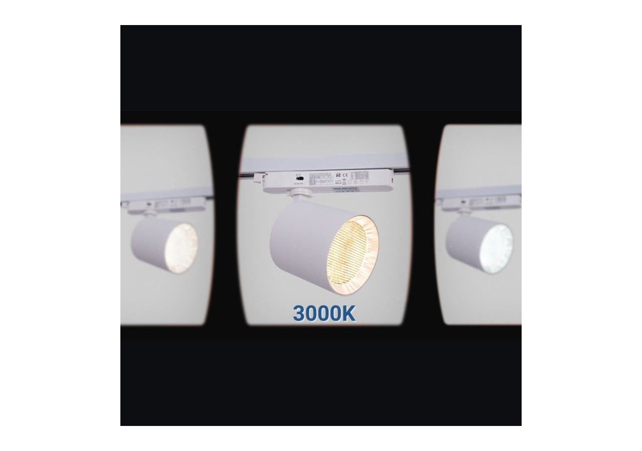 Projecteur LED sur railmonophasé CCT-40W-IRC 90-Blanc - BPM-40W-CCT-B - Barcelona LED