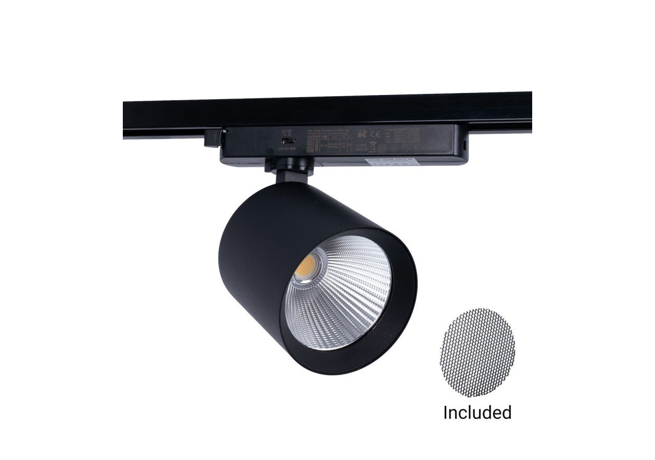 Projecteur LED sur rail monophasé CCT-40W-IRC 90-Noir - BPM-40W-CCT-N - Barcelona LED