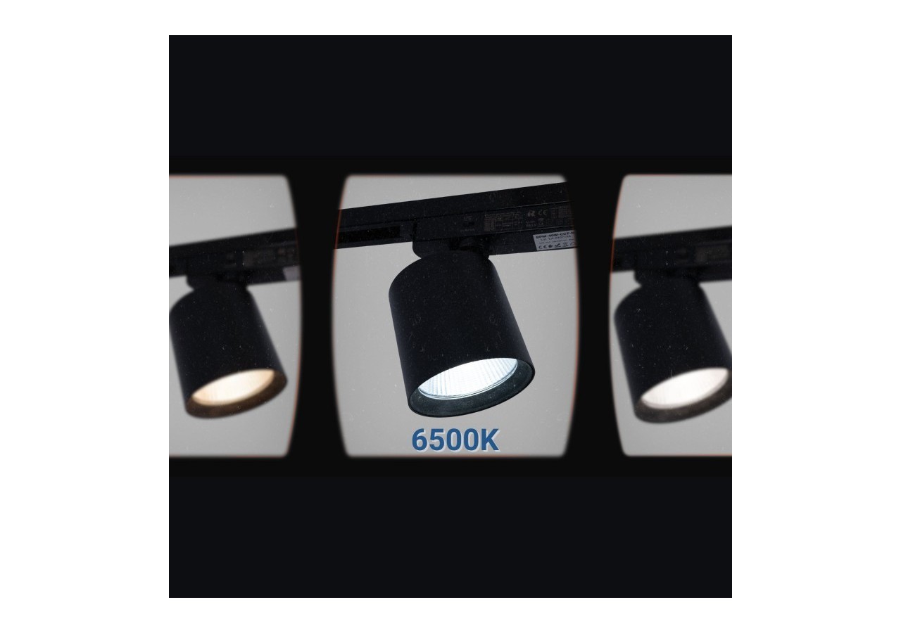 Projecteur LED sur rail monophasé CCT-40W-IRC 90-Noir - BPM-40W-CCT-N - Barcelona LED