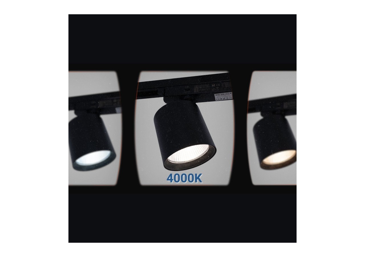 Projecteur LED sur rail monophasé CCT-40W-IRC 90-Noir - BPM-40W-CCT-N - Barcelona LED