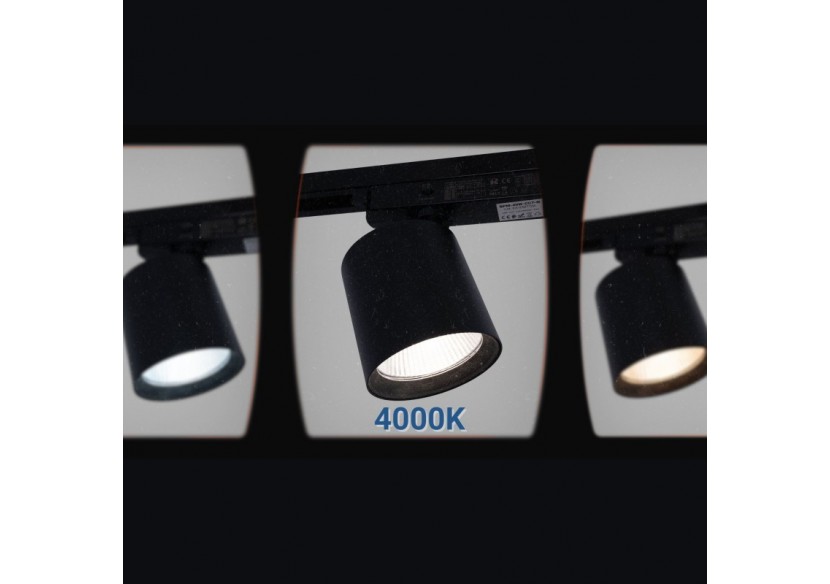 Projecteur LED sur rail monophasé CCT-40W-IRC 90-Noir - BPM-40W-CCT-N - Barcelona LED