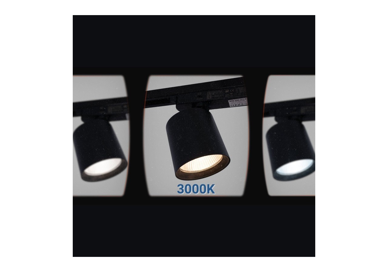 Projecteur LED sur rail monophasé CCT-40W-IRC 90-Noir - BPM-40W-CCT-N - Barcelona LED