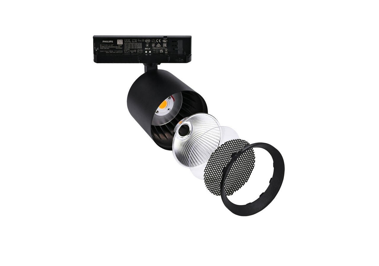Projecteur LED sur rail triphasé 4000K-40W-IRC 95-Driver Philips Xitanium-Noir - BPT-40WCRI-BN-N - Barcelona LED