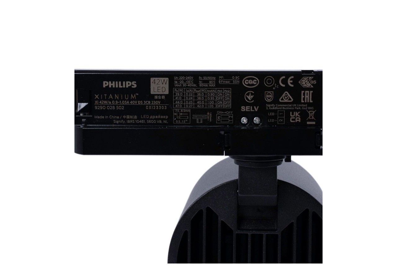 Projecteur LED sur rail triphasé 4000K-40W-IRC 95-Driver Philips Xitanium-Noir - BPT-40WCRI-BN-N - Barcelona LED