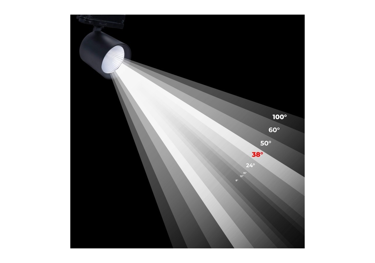 Projecteur LED sur rail triphasé 4000K-40W-IRC 95-Driver Philips Xitanium-Noir - BPT-40WCRI-BN-N - Barcelona LED
