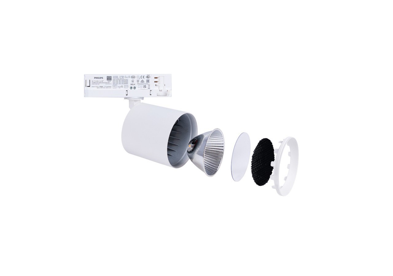 Projecteur LED sur rail triphasé 4000K-40W-IRC 95-Driver Philips Xitanium-Blanc - BPT-40WCRI-BN-B - Barcelona LED