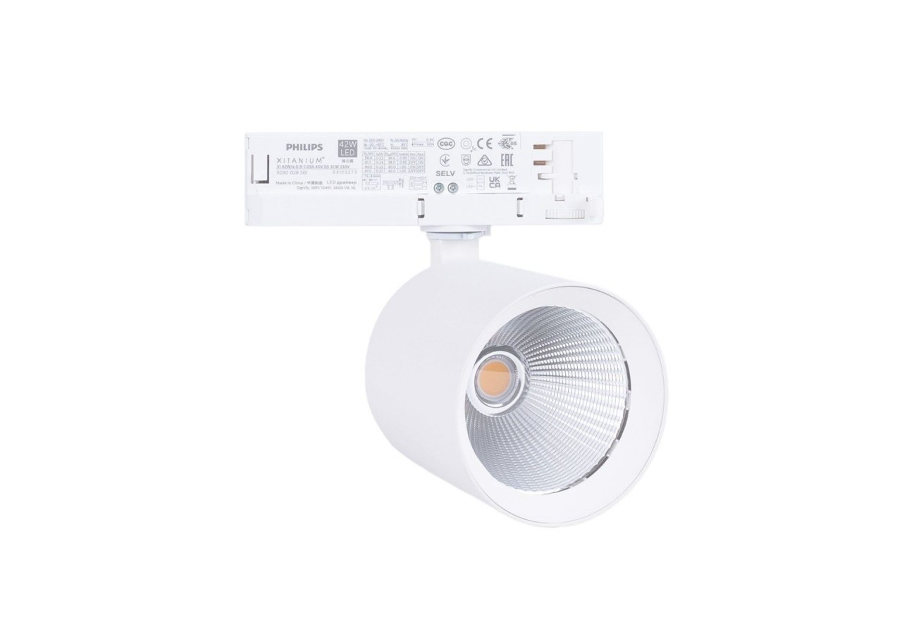 Projecteur LED sur rail triphasé 4000K-40W-IRC 95-Driver Philips Xitanium-Blanc - BPT-40WCRI-BN-B - Barcelona LED