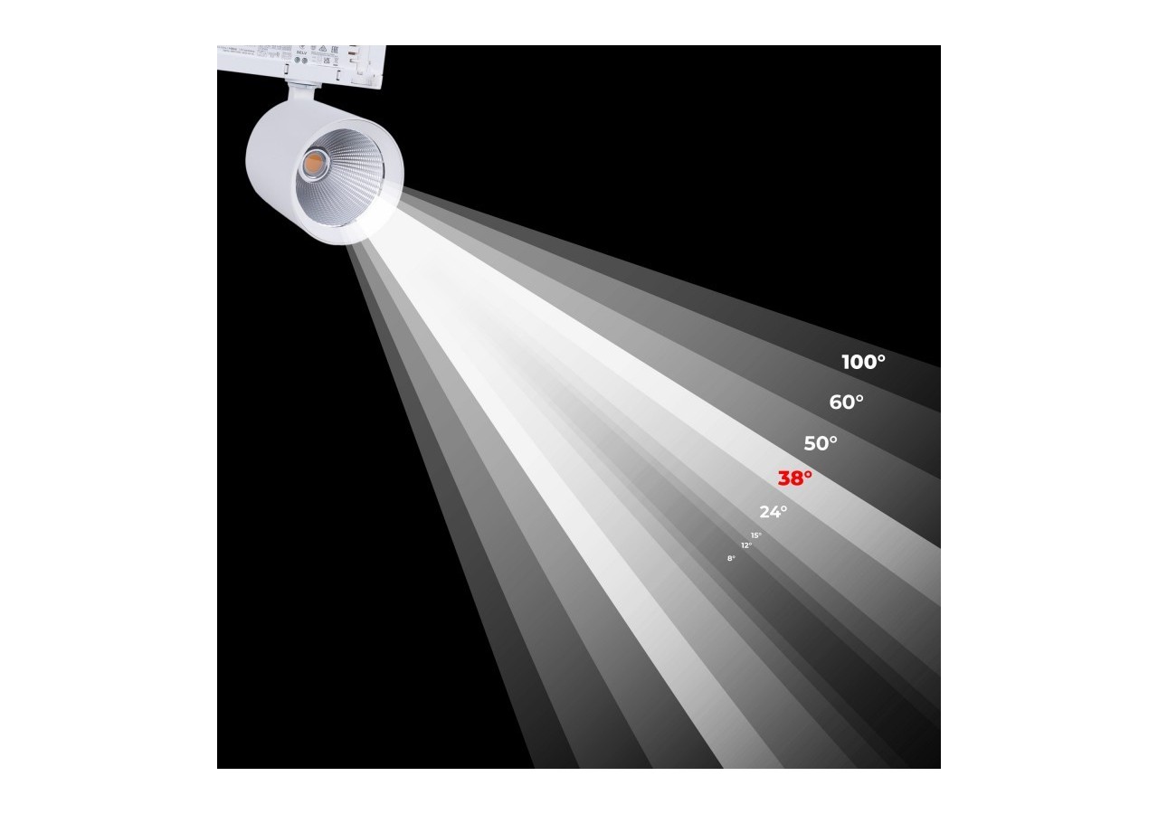 Projecteur LED sur rail triphasé 4000K-40W-IRC 95-Driver Philips Xitanium-Blanc - BPT-40WCRI-BN-B - Barcelona LED