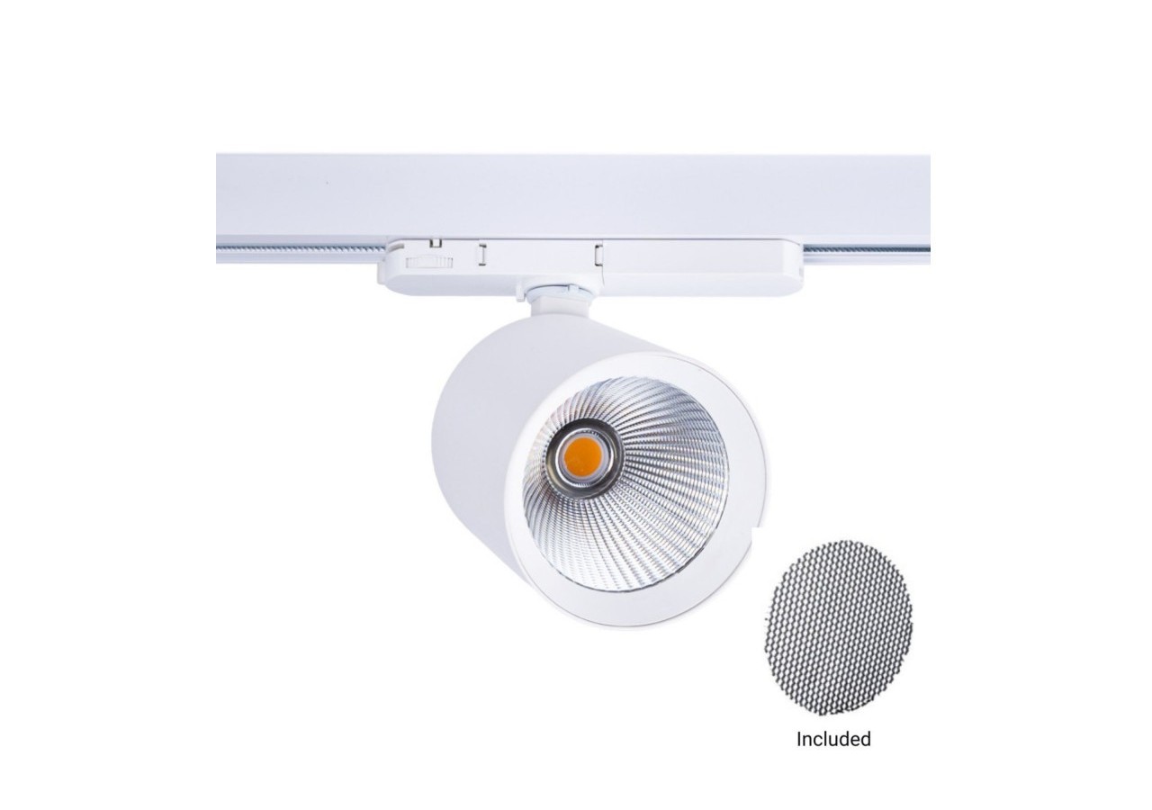Projecteur LED sur rail triphasé CCT 40W-IRC 90-Driver KGP- Blanc - BPT-40W-CCT-B - Barcelona LED