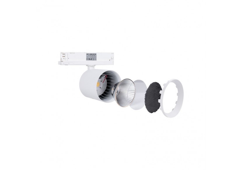 Projecteur LED sur rail triphasé CCT 40W-IRC 90-Driver KGP- Blanc - BPT-40W-CCT-B - Barcelona LED Projecteur LED sur rail triphasé CCT 40W-IRC 90-Driver KGP- Blanc - BPT-40W-CCT-B - Barcelona LED