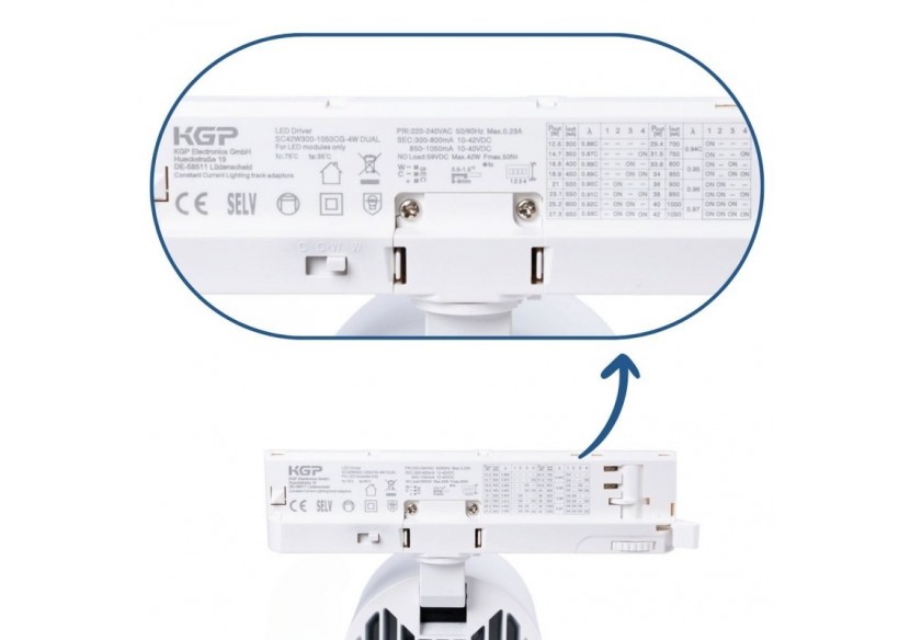 Projecteur LED sur rail triphasé CCT 40W-IRC 90-Driver KGP- Blanc - BPT-40W-CCT-B - Barcelona LED Projecteur LED sur rail triphasé CCT 40W-IRC 90-Driver KGP- Blanc - BPT-40W-CCT-B - Barcelona LED