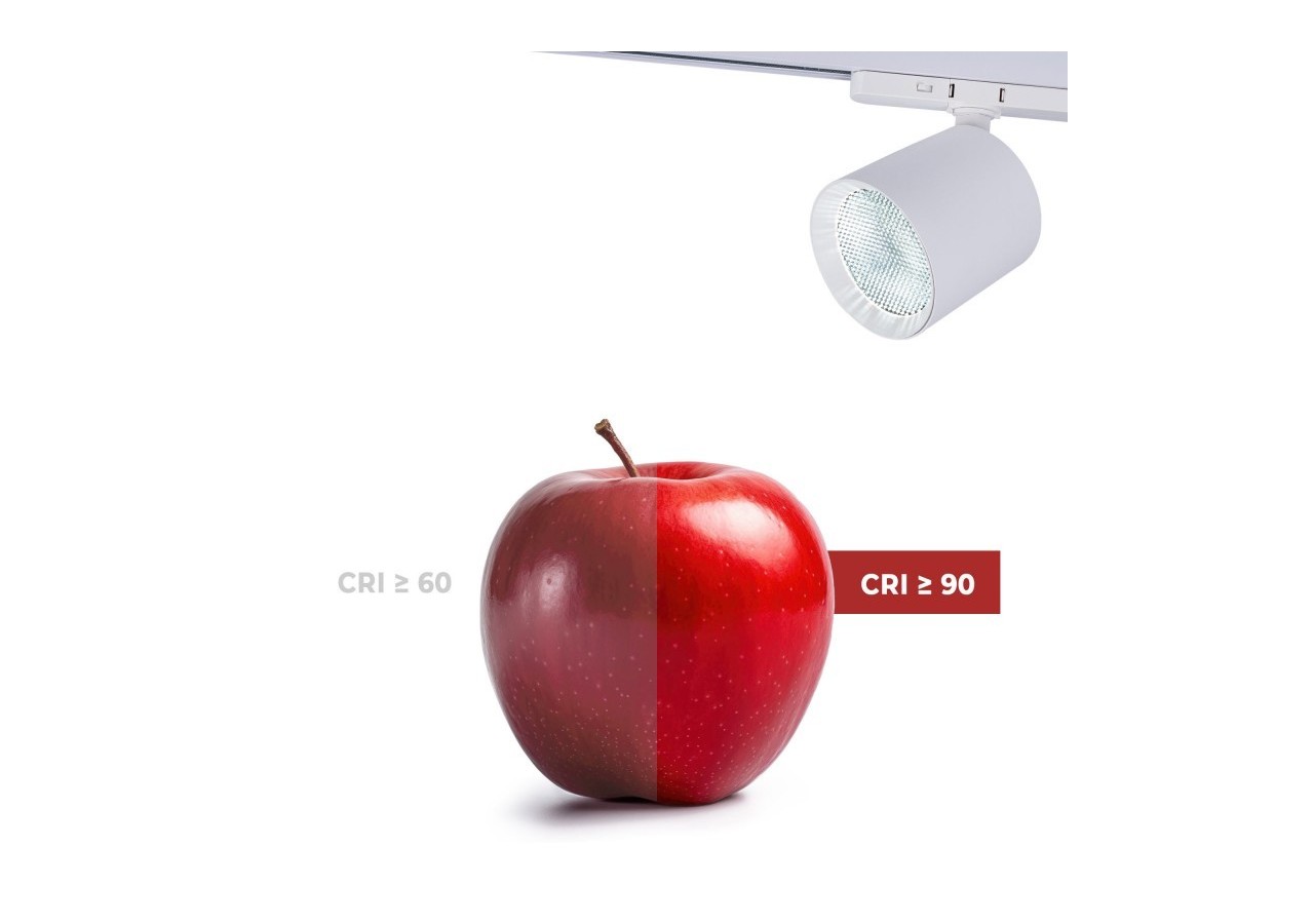 Projecteur LED sur rail triphasé CCT 40W-IRC 90-Driver KGP- Blanc - BPT-40W-CCT-B - Barcelona LED