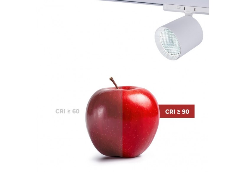 Projecteur LED sur rail triphasé CCT 40W-IRC 90-Driver KGP- Blanc - BPT-40W-CCT-B - Barcelona LED Projecteur LED sur rail triphasé CCT 40W-IRC 90-Driver KGP- Blanc - BPT-40W-CCT-B - Barcelona LED