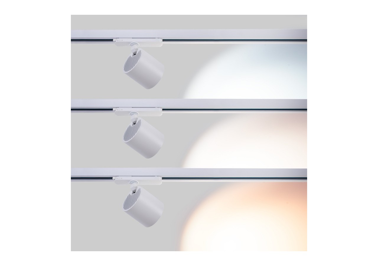Projecteur LED sur rail triphasé CCT 40W-IRC 90-Driver KGP- Blanc - BPT-40W-CCT-B - Barcelona LED