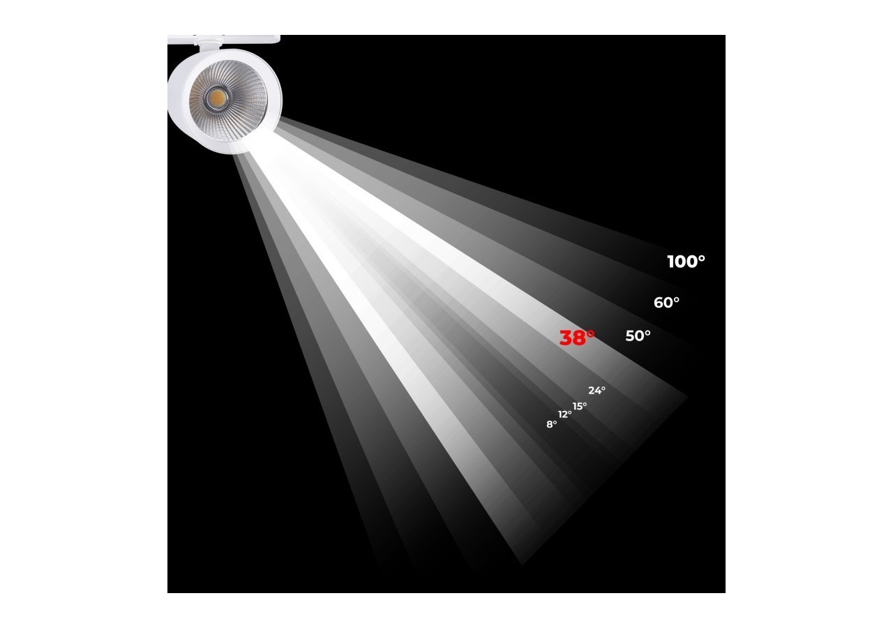 Projecteur LED sur rail triphasé CCT 40W-IRC 90-Driver KGP- Blanc - BPT-40W-CCT-B - Barcelona LED