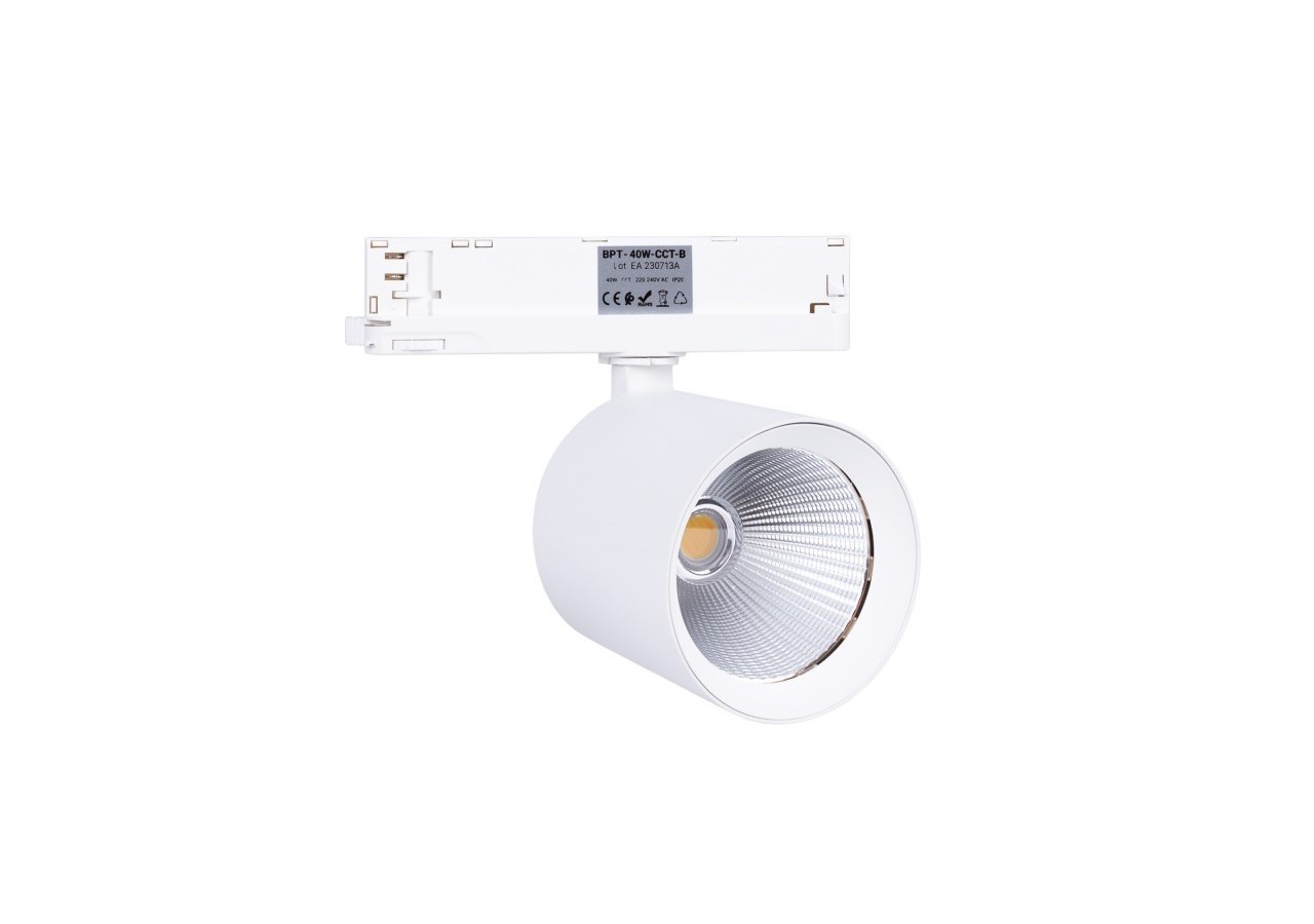 Projecteur LED sur rail triphasé CCT 40W-IRC 90-Driver KGP- Blanc - BPT-40W-CCT-B - Barcelona LED