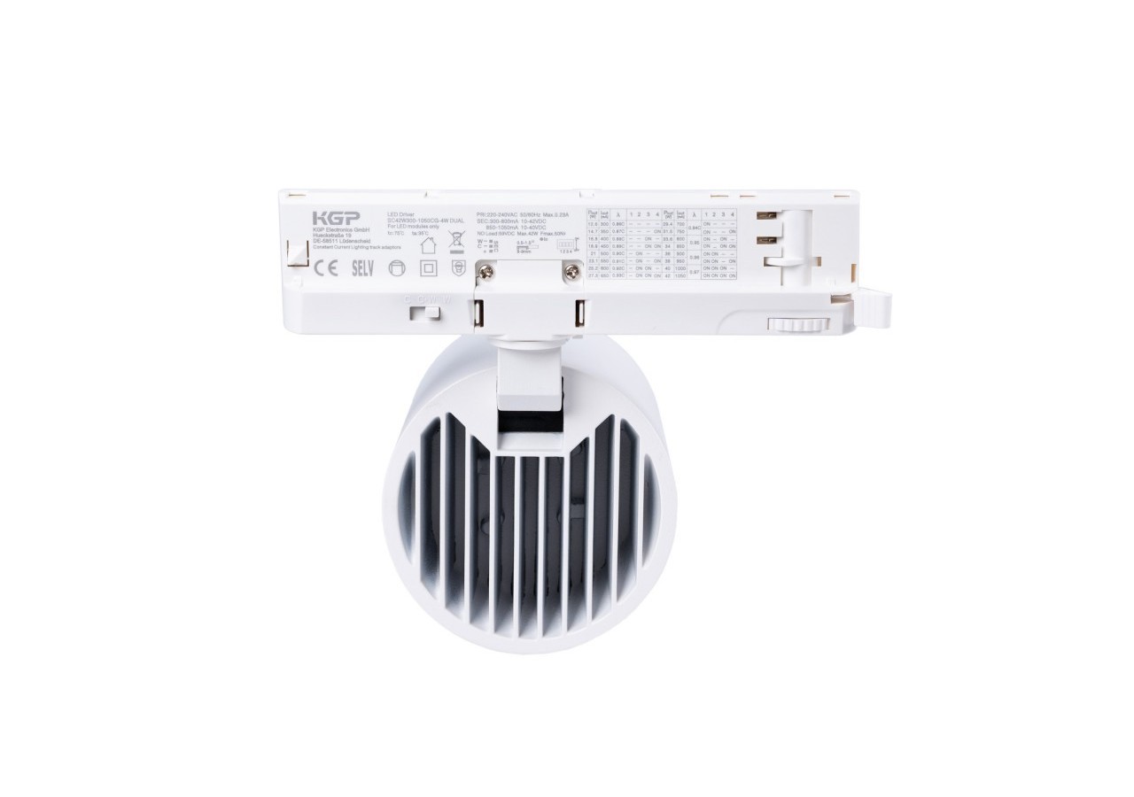 Projecteur LED sur rail triphasé CCT 40W-IRC 90-Driver KGP- Blanc - BPT-40W-CCT-B - Barcelona LED