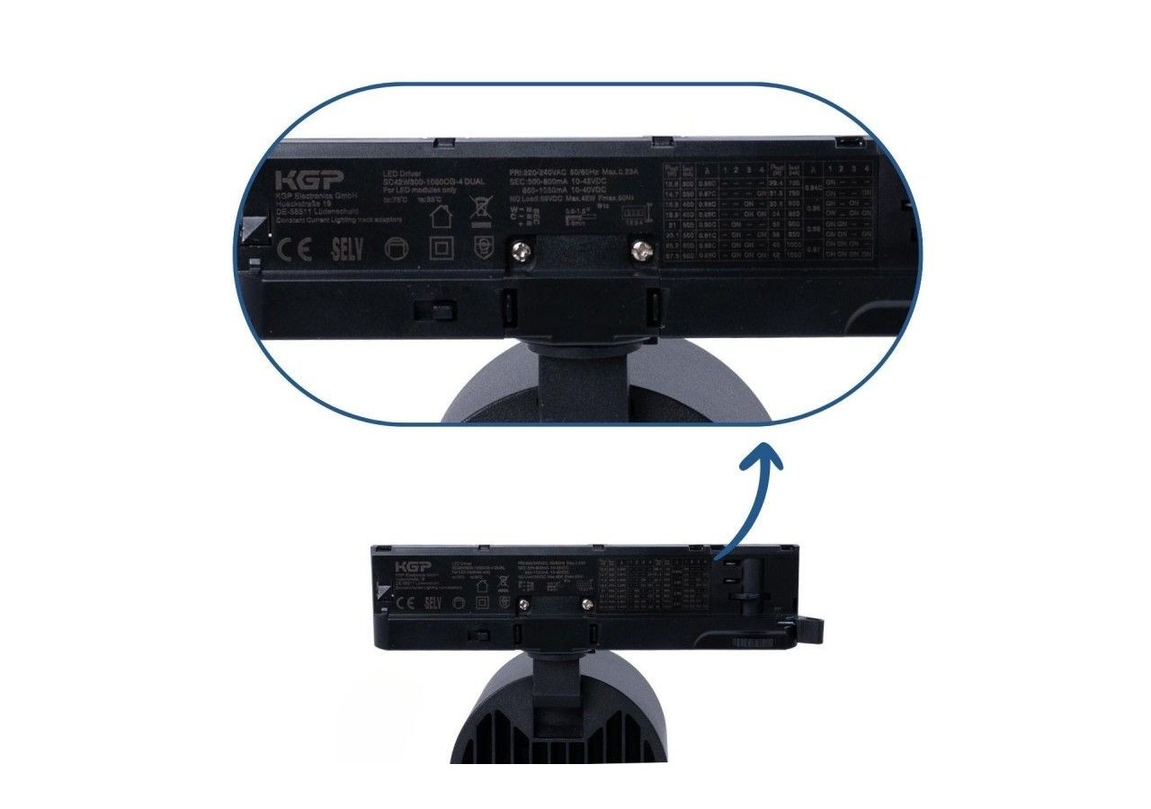 Projecteur LED sur rail triphasé CCT 40W-IRC 90-Driver KGP-Noir - BPT-40W-CCT-N - Barcelona LED