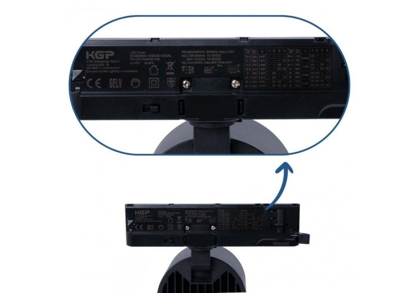 Projecteur LED sur rail triphasé CCT 40W-IRC 90-Driver KGP-Noir - BPT-40W-CCT-N - Barcelona LED Projecteur LED sur rail triphasé CCT 40W-IRC 90-Driver KGP-Noir - BPT-40W-CCT-N - Barcelona LED