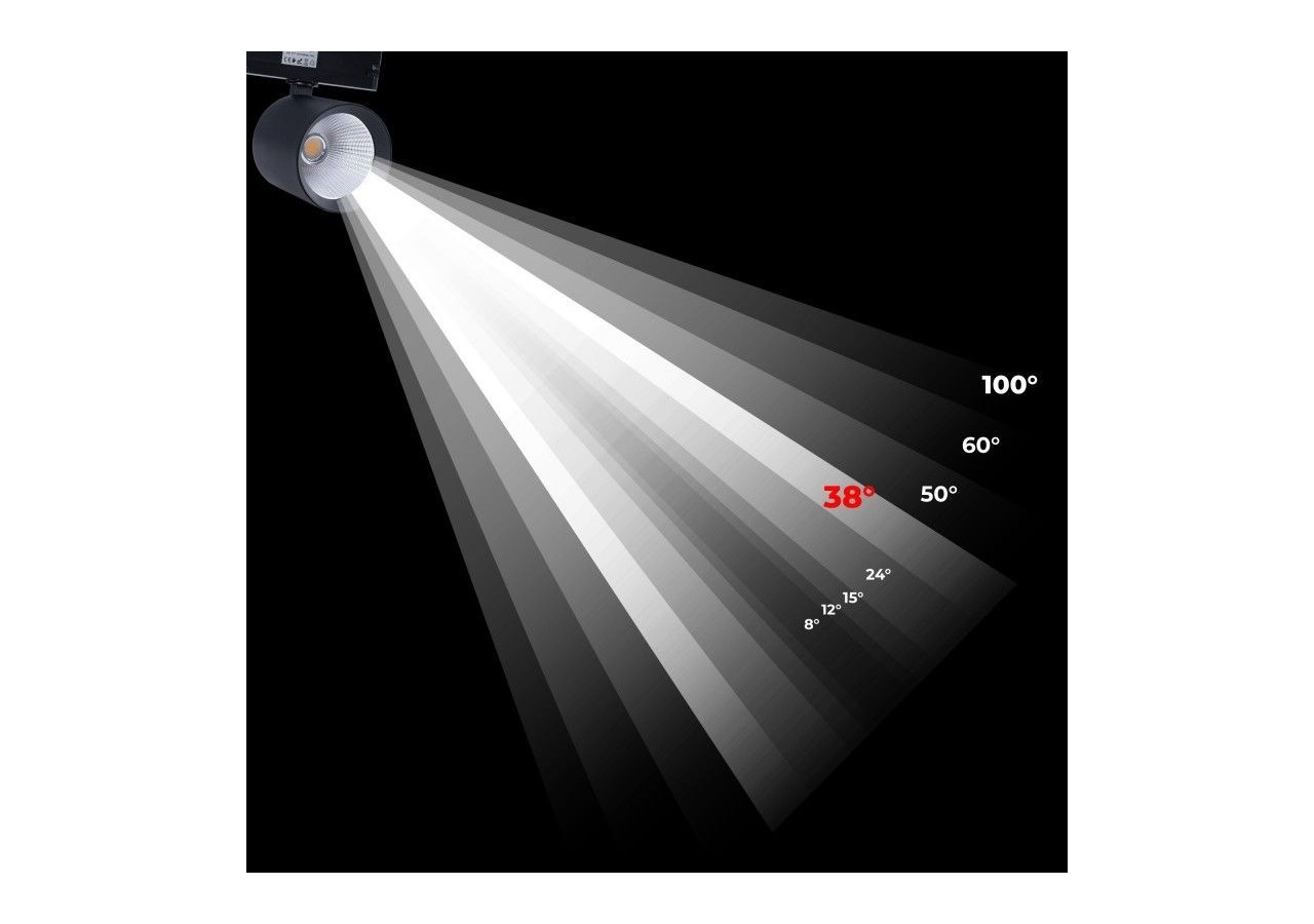 Projecteur LED sur rail triphasé CCT 40W-IRC 90-Driver KGP-Noir - BPT-40W-CCT-N - Barcelona LED