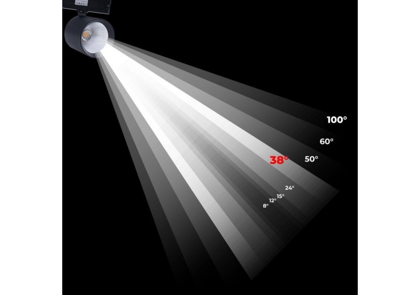 Projecteur LED sur rail triphasé CCT 40W-IRC 90-Driver KGP-Noir - BPT-40W-CCT-N - Barcelona LED Projecteur LED sur rail triphasé CCT 40W-IRC 90-Driver KGP-Noir - BPT-40W-CCT-N - Barcelona LED