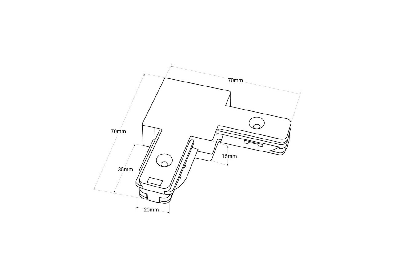 Jonction en angle 90 degrés pour rail monophasé en PVC (Réf. BTMP) - BTMP-GB03-B - Barcelona LED