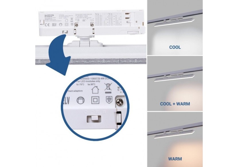 Luminaire linéaire LED triphasé orientable 20W-CCT-IRC90-Driver KGP-Blanc - BLT-20W60-CCT-B - Barcelona LED