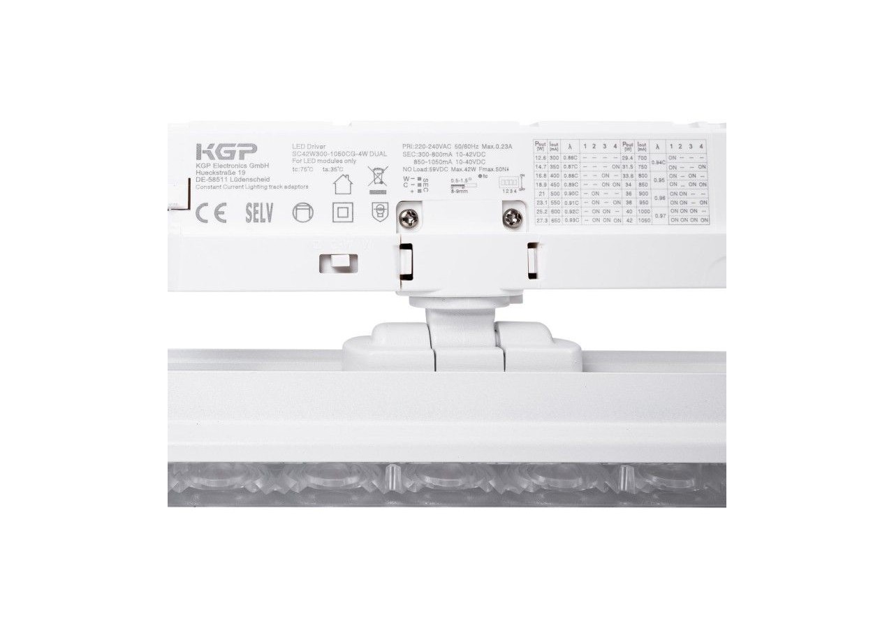 Luminaire linéaire LED triphasé orientable 20W-CCT-IRC90-Driver KGP-Blanc - BLT-20W60-CCT-B - Barcelona LED