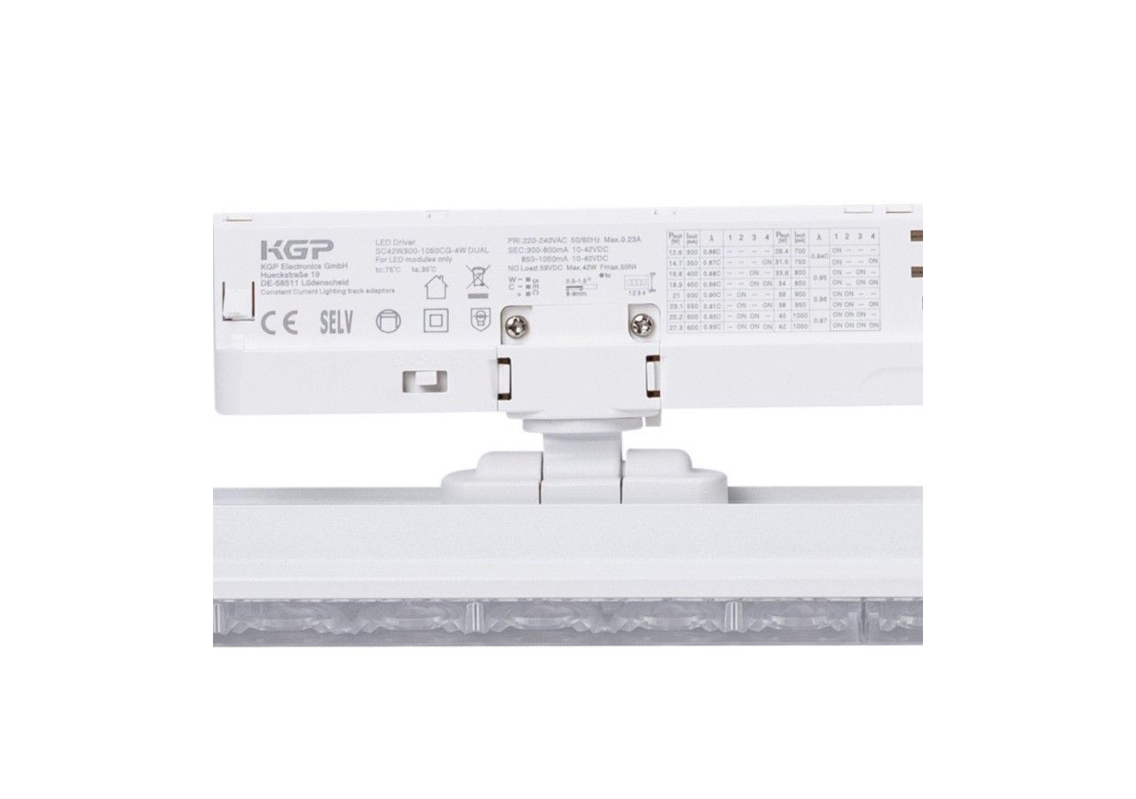 Luminaire linéaire LED triphasé orientable 20W-CCT-IRC90-Driver KGP-Blanc - BLT-20W60-CCT-B - Barcelona LED