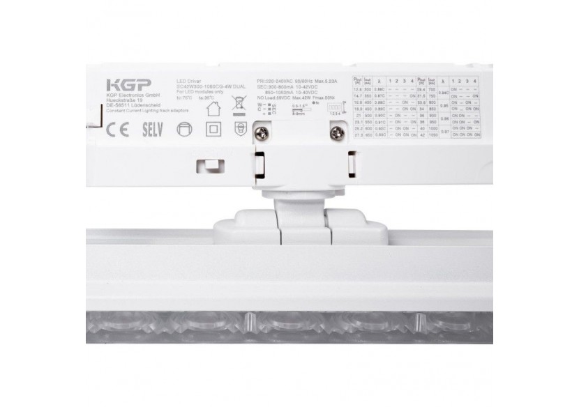 Luminaire linéaire LED triphasé orientable 40W-CCT-IRC90-Driver KGP-Blanc - BLT-40W60-CCT-B - Barcelona LED