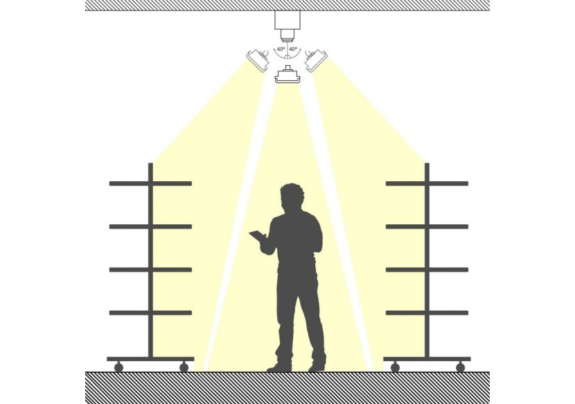 Luminaire linéaire LED triphasé orientable 40W-CCT-IRC90-Driver KGP-Noir - BLT-40W60-CCT-N - Barcelona LED