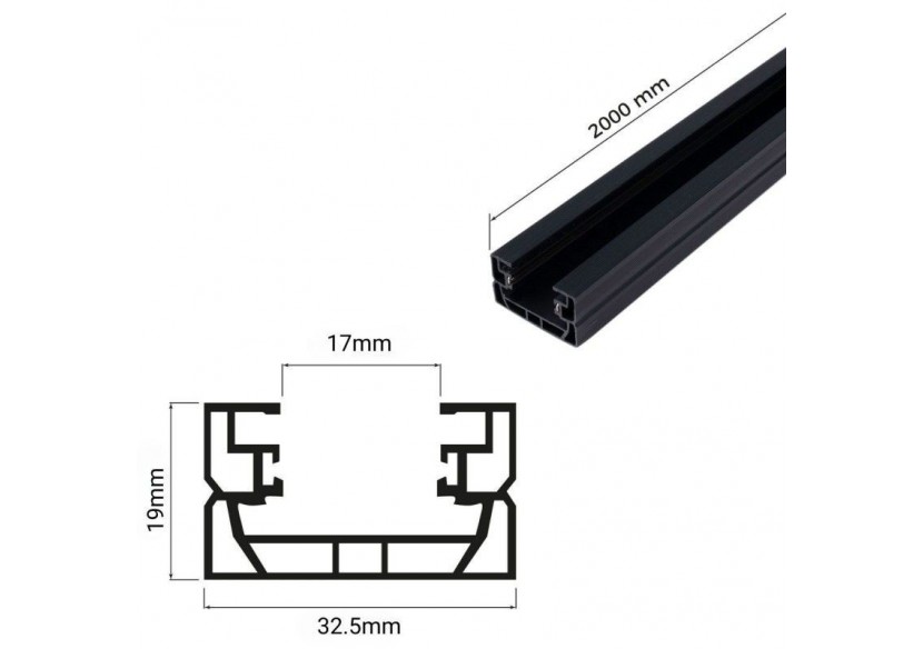 Rail monophasé en PVC pour spots LED-En saillie-2m - BTMP-200-N - Barcelona LED Rail monophasé en PVC pour spots LED-En saillie-2m - BTMP-200-N - Barcelona LED