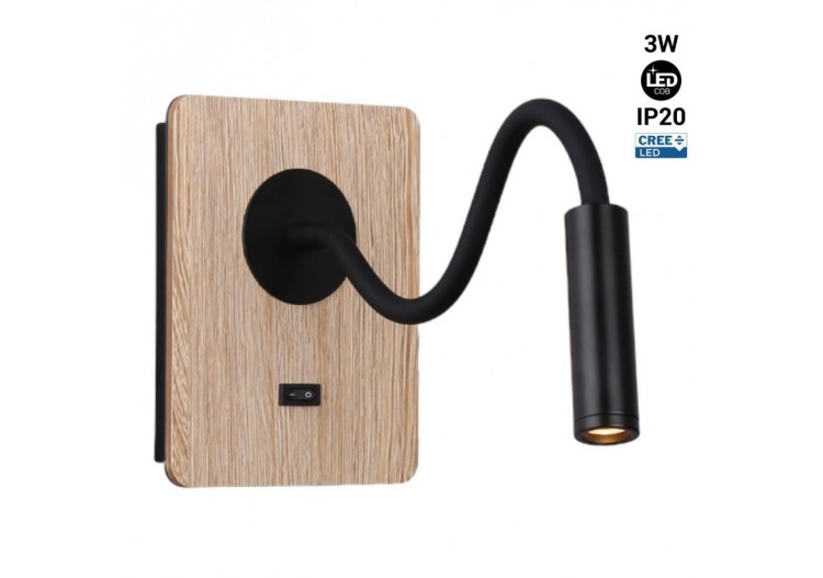 Lot de 2-Applique liseuse flexible "LONDON"-Puce CREE-3W-Noir - K1511-2N - Barcelona LED 2