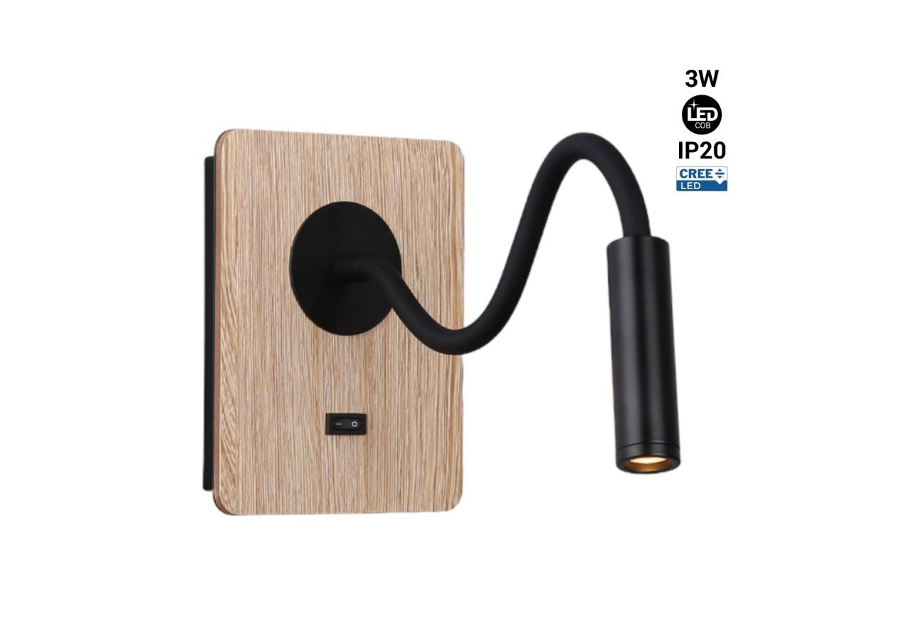 Lot de 2-Applique liseuse flexible "LONDON"-Puce CREE-3W-Noir - K1511-2N - Barcelona LED
