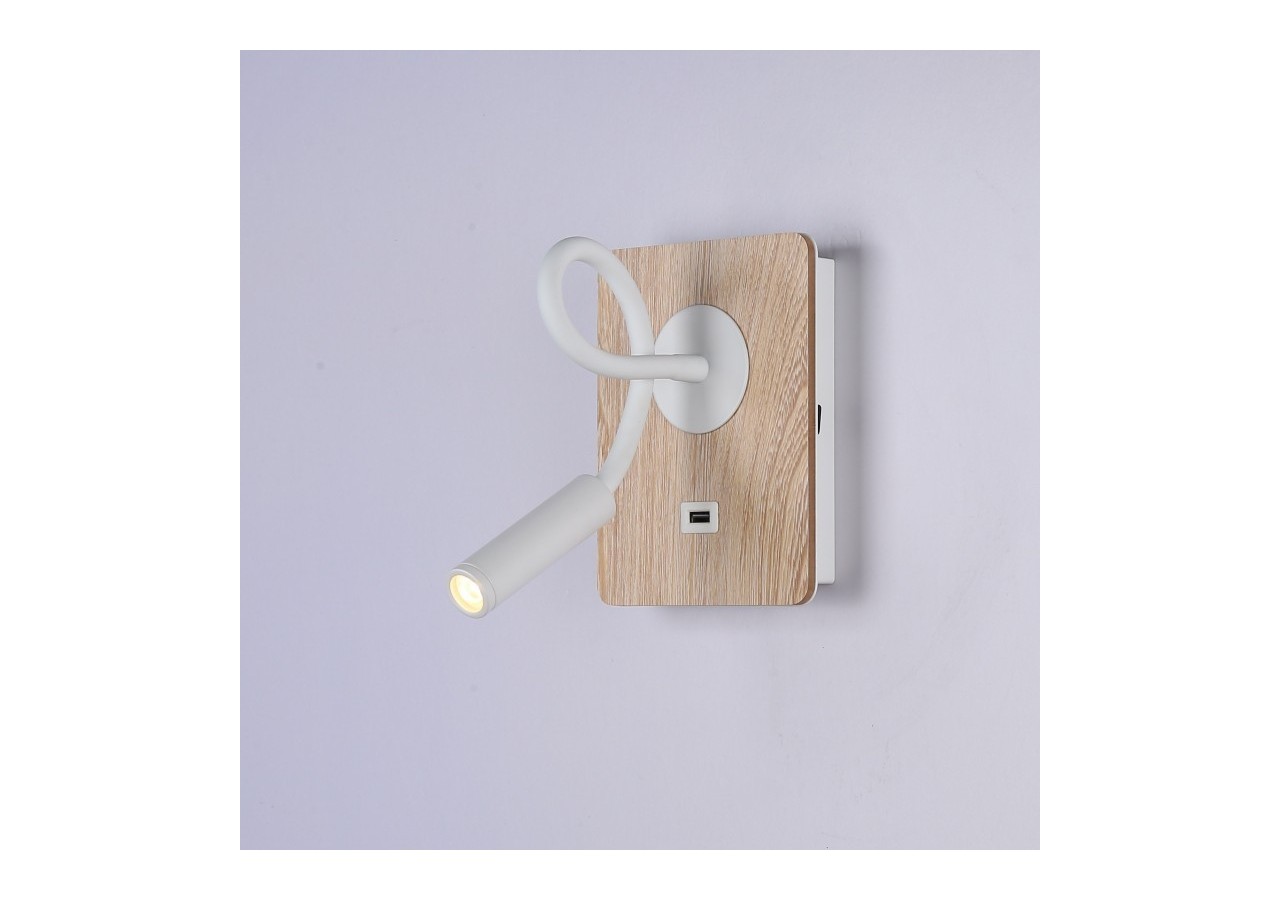 Lot de 2-Applique liseuse flexible avec port USB "LONDON USB"-Puce CREE-3W-Blanc - K1511-USB-2B - Barcelona LED