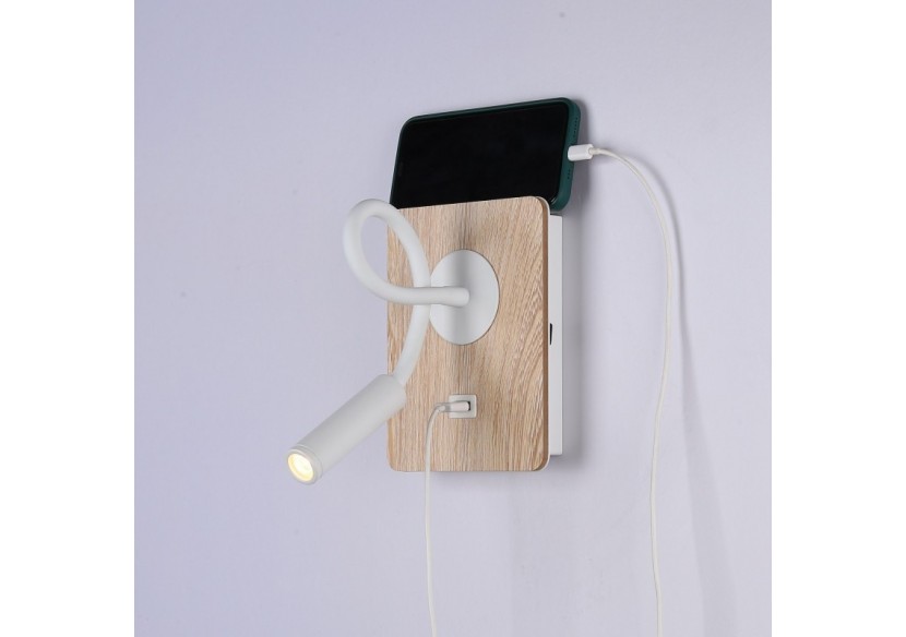 Lot de 2-Applique liseuse flexible avec port USB "LONDON USB"-Puce CREE-3W-Blanc - K1511-USB-2B - Barcelona LED Lot de 2-Applique liseuse flexible avec port USB "LONDON USB"-Puce CREE-3W-Blanc - K1511-USB-2B - Barcelona LED