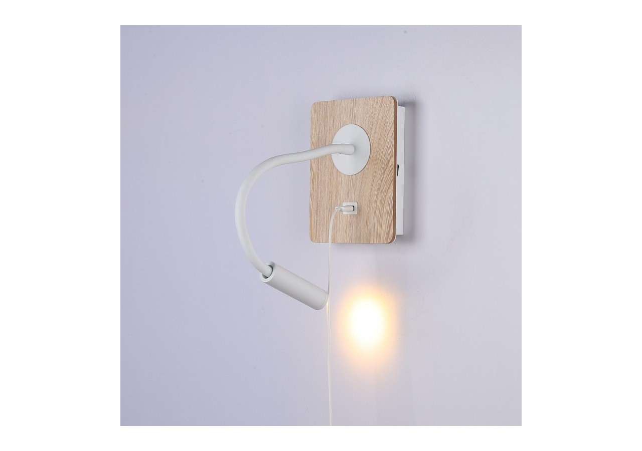 Lot de 2-Applique liseuse flexible avec port USB "LONDON USB"-Puce CREE-3W-Blanc - K1511-USB-2B - Barcelona LED
