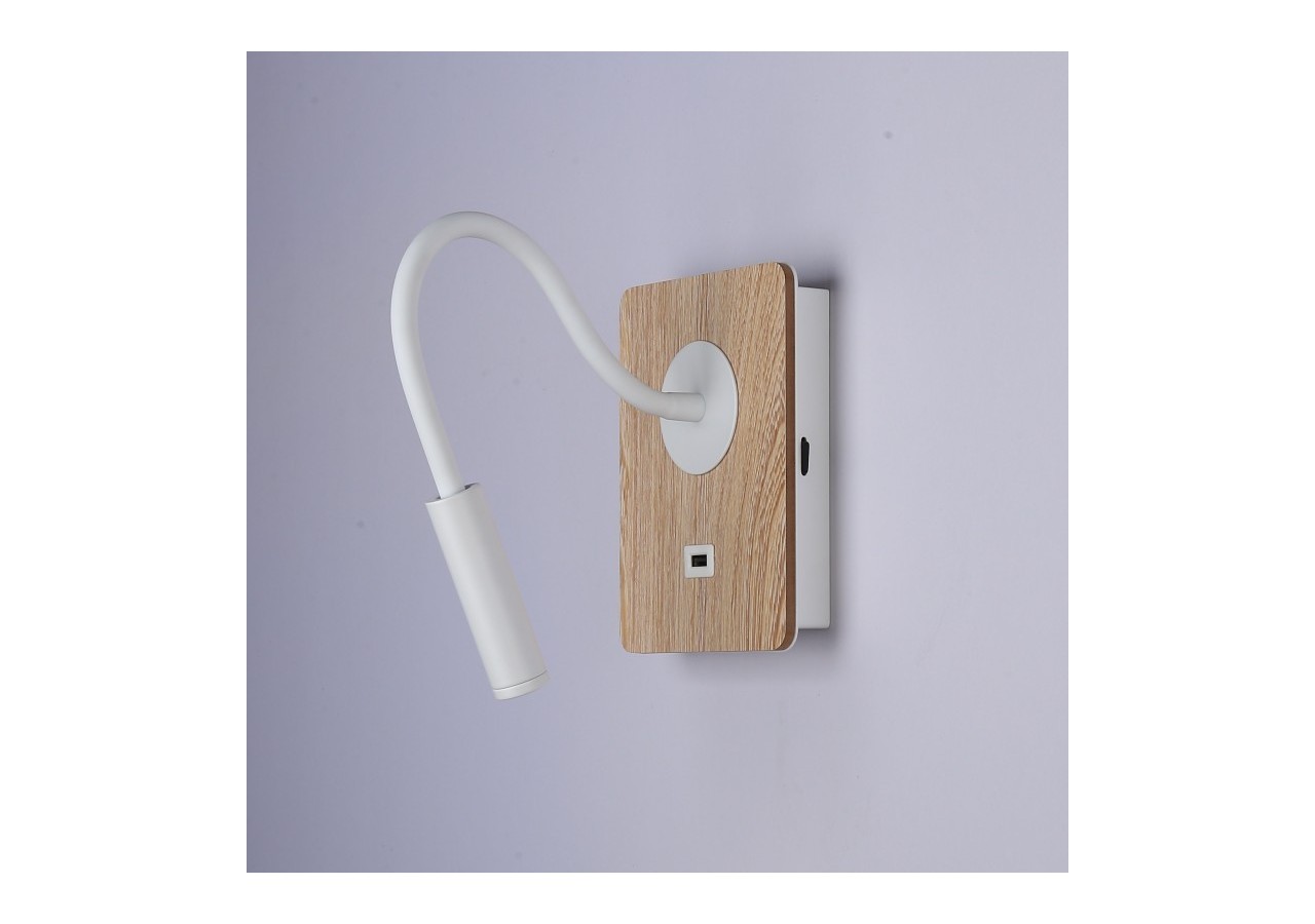 Lot de 2-Applique liseuse flexible avec port USB "LONDON USB"-Puce CREE-3W-Blanc - K1511-USB-2B - Barcelona LED