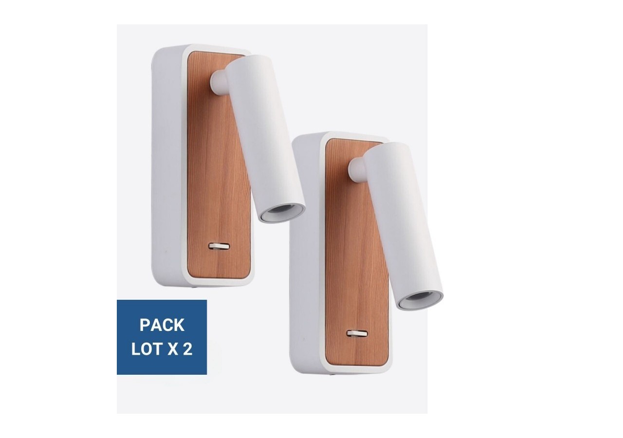 Lot de 2-Applique liseuse "Irene"-3W-Puce CREE-Blanc - K1549-2B - Barcelona LED
