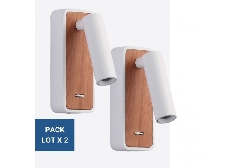 Lot de 2-Applique liseuse "Irene"-3W-Puce CREE-Blanc - K1549-2B - Barcelona LED Lot de 2-Applique liseuse "Irene"-3W-Puce CREE-Blanc - K1549-2B - Barcelona LED