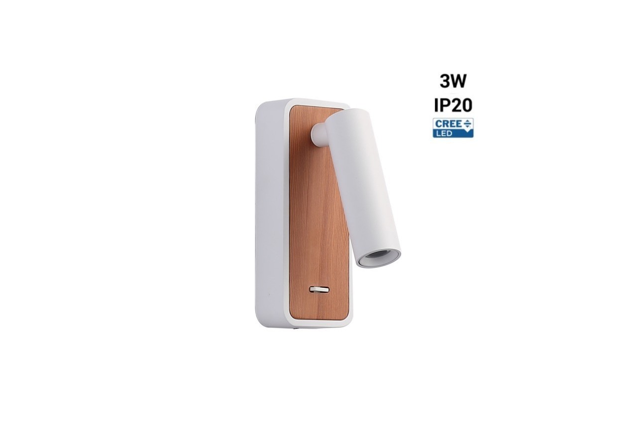 Lot de 2-Applique liseuse "Irene"-3W-Puce CREE-Blanc - K1549-2B - Barcelona LED