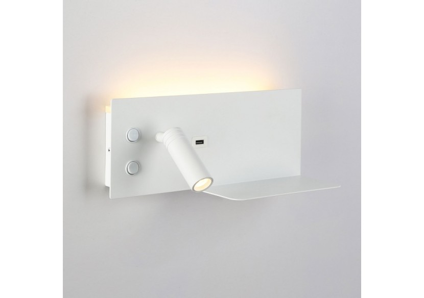 Lot de 2-Applique liseuse avec port USB "Kerta"-Double éclairage-3W+7W-Blanc - K1512-USB-2B - Barcelona LED Lot de 2-Applique liseuse avec port USB "Kerta"-Double éclairage-3W+7W-Blanc - K1512-USB-2B - Barcelona LED