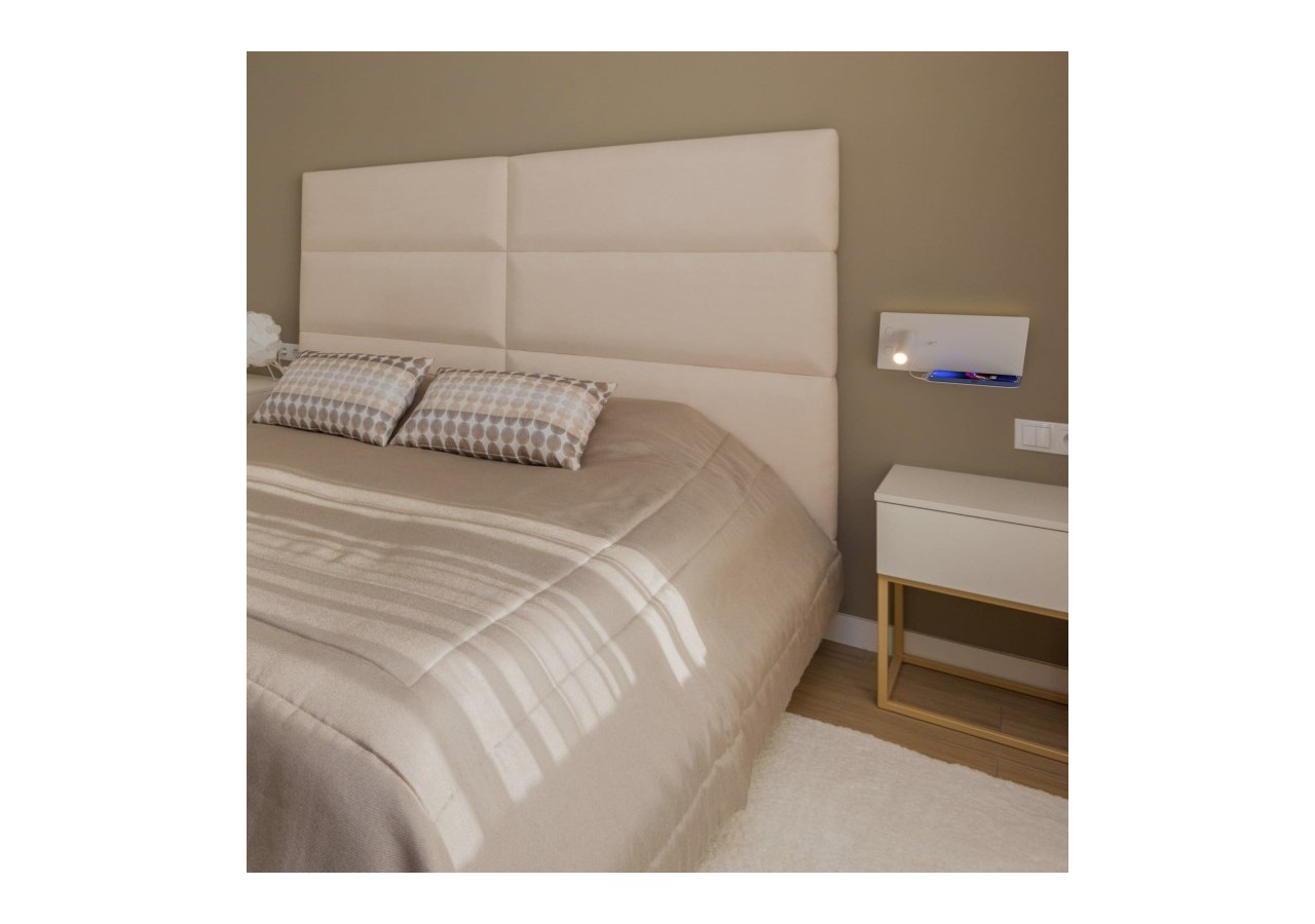 Lot de 2-Applique liseuse avec port USB "Kerta"-Double éclairage-3W+7W-Blanc - K1512-USB-2B - Barcelona LED