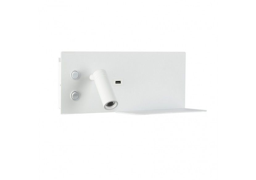 Lot de 2-Applique liseuse avec port USB "Kerta"-Double éclairage-3W+7W-Blanc - K1512-USB-2B - Barcelona LED Lot de 2-Applique liseuse avec port USB "Kerta"-Double éclairage-3W+7W-Blanc - K1512-USB-2B - Barcelona LED