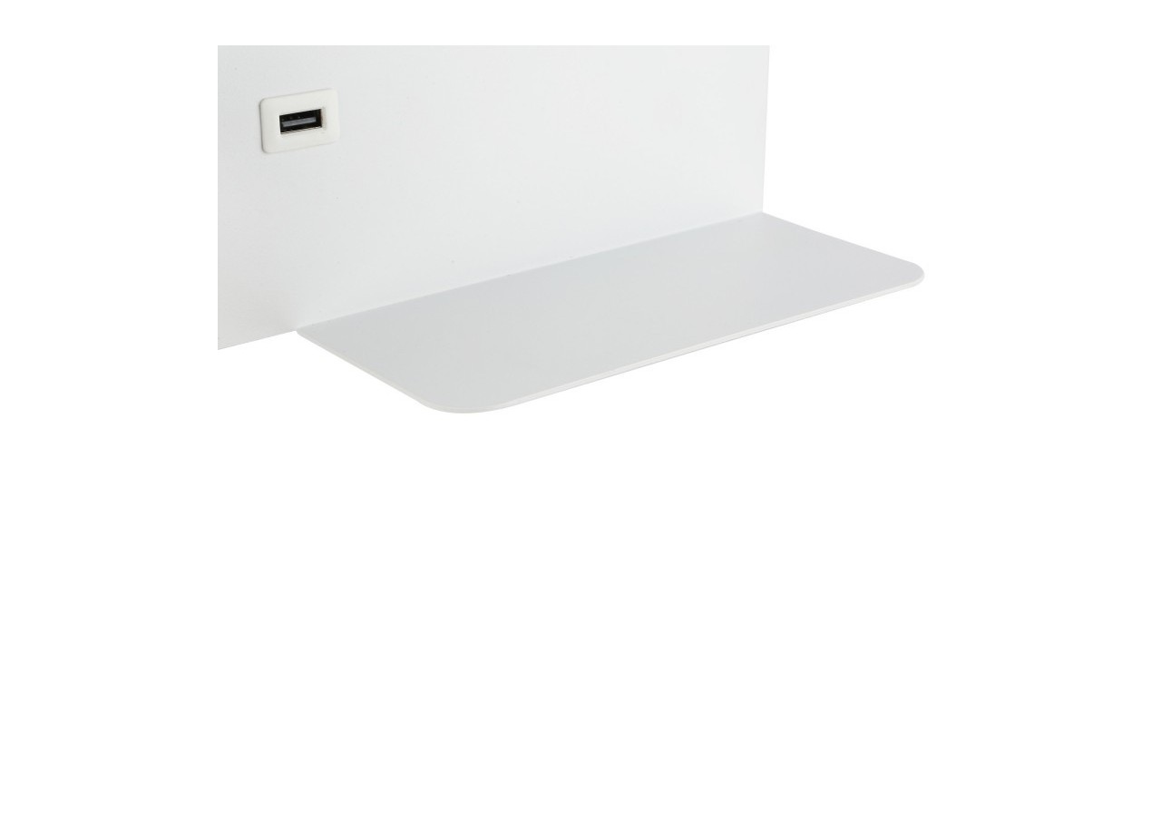 Lot de 2-Applique liseuse avec port USB "Kerta"-Double éclairage-3W+7W-Blanc - K1512-USB-2B - Barcelona LED