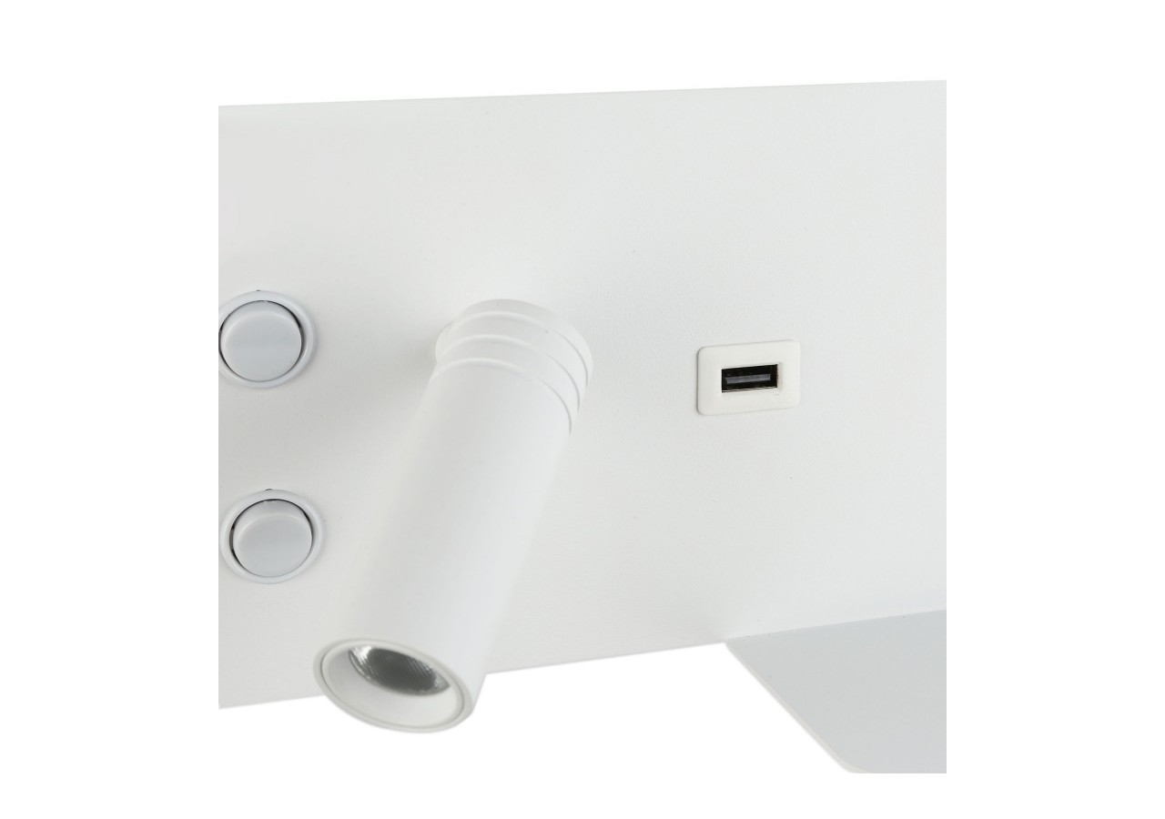 Lot de 2-Applique liseuse avec port USB "Kerta"-Double éclairage-3W+7W-Blanc - K1512-USB-2B - Barcelona LED